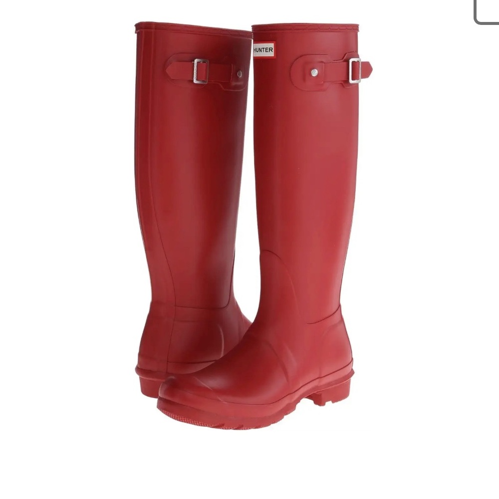 Matte red Hunter knee-high rain boots
